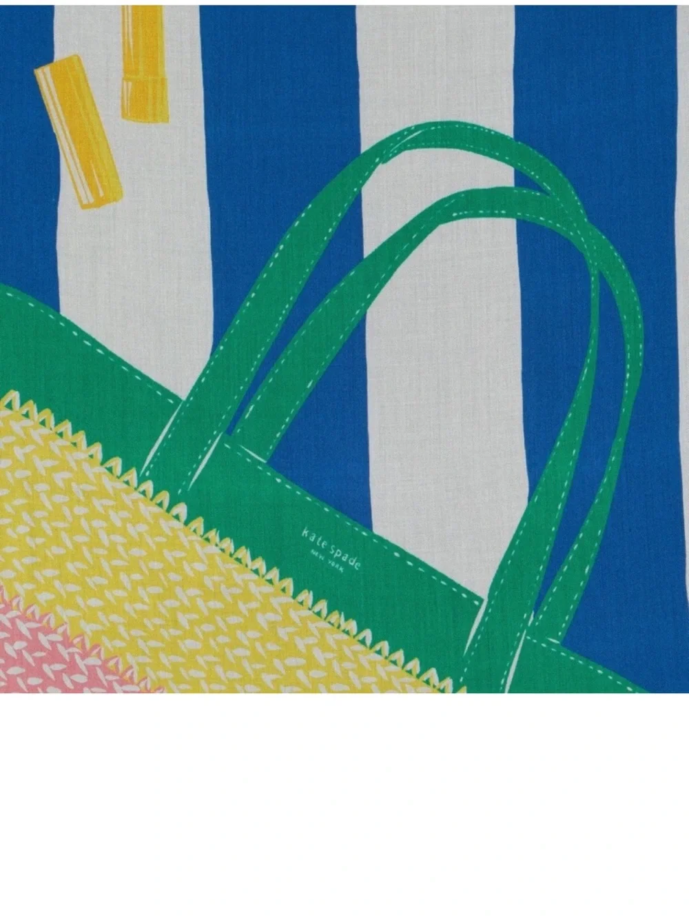 kate spade Blue White Beach Towel Summertime Theme Oblong Striped Scarf::NWT::